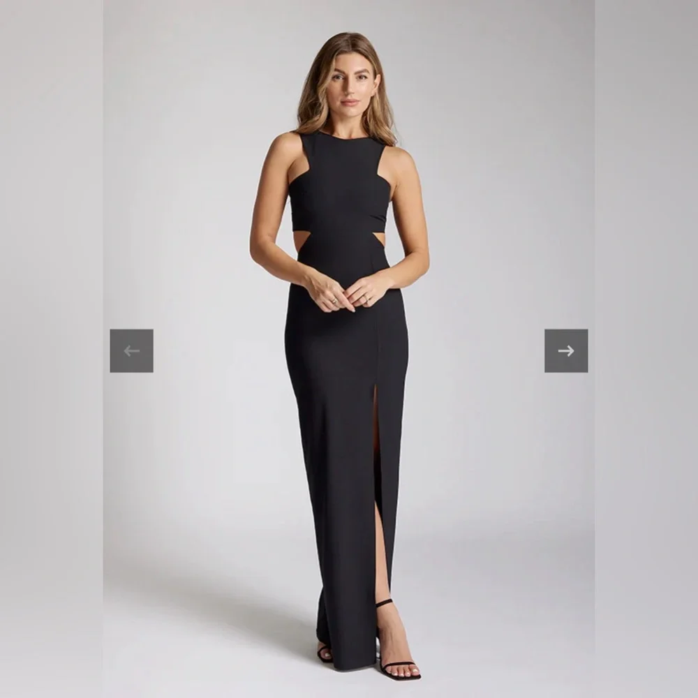 Vesper 247 - Black Maxi High Slit Dress - Picture 1 of 7